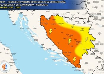 Danas nestabilno vrijeme širom zemlje uz lokalnu kišu sa grmljavinom