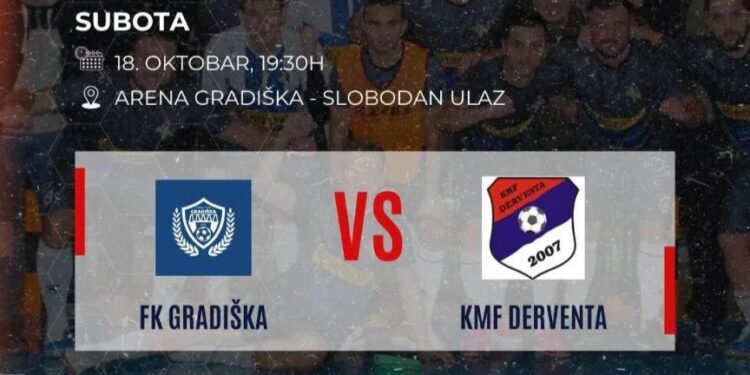 FK Gradiška – KMF Derventa, prenos na RTVG od 19.30