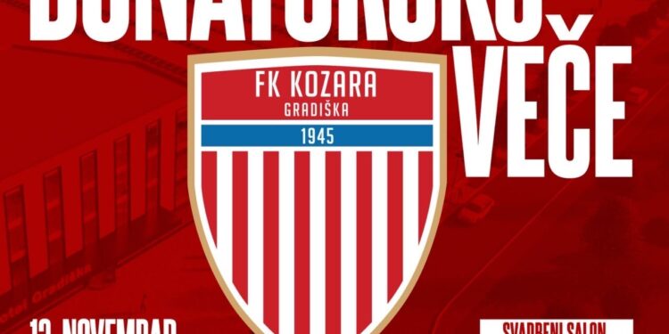 Donatorsko veče FK Kozara u četvrtak 13. novembra