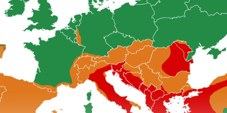 Na društvenim mrežama dijeli se nova mapa Evrope koja prikazuje procjenu rizika od zemljotresa.