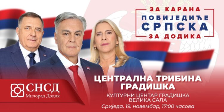 Centralna tribina SNSD-a u Gradišci u srijedu 19. novembra