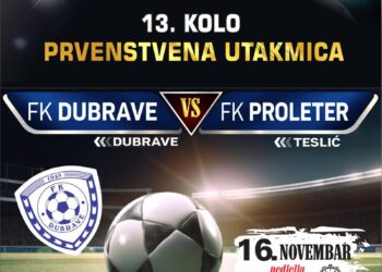 Prvenstvena utakmica 13. kola: FK Dubrave dočekuju FK Proleter iz Teslića