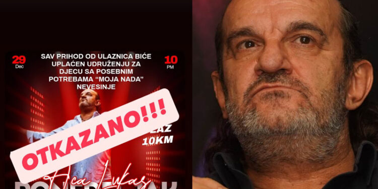 Nova otkazivanja koncerata Aci Lukasu u RS: Neće pjevati ni u Nevesinju