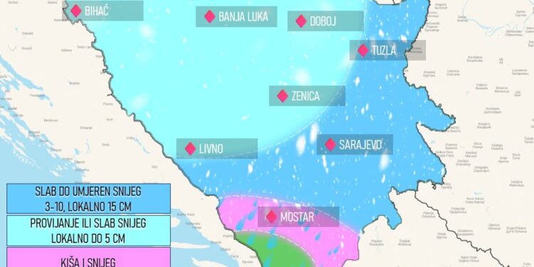 Novi hladni val u BiH: Lokalni snijeg, jutarnji mraz i osjetno zahlađenje krajem sedmice