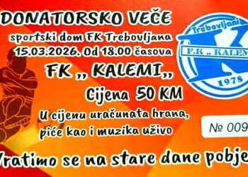 Donatorsko veče FK „Kalemi“ u nedjelju 15. marta
