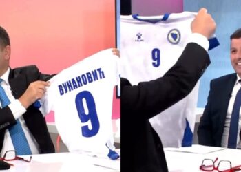 Hurtić poklonio Vukanoviću dres reprezentacije BiH: “Kad odrasteš, dobit ćeš veliki dres”